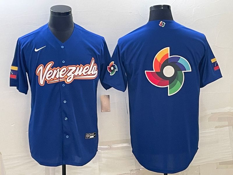 Men 2023 World Cub Venezuela Blank Blue Nike MLB Jersey5